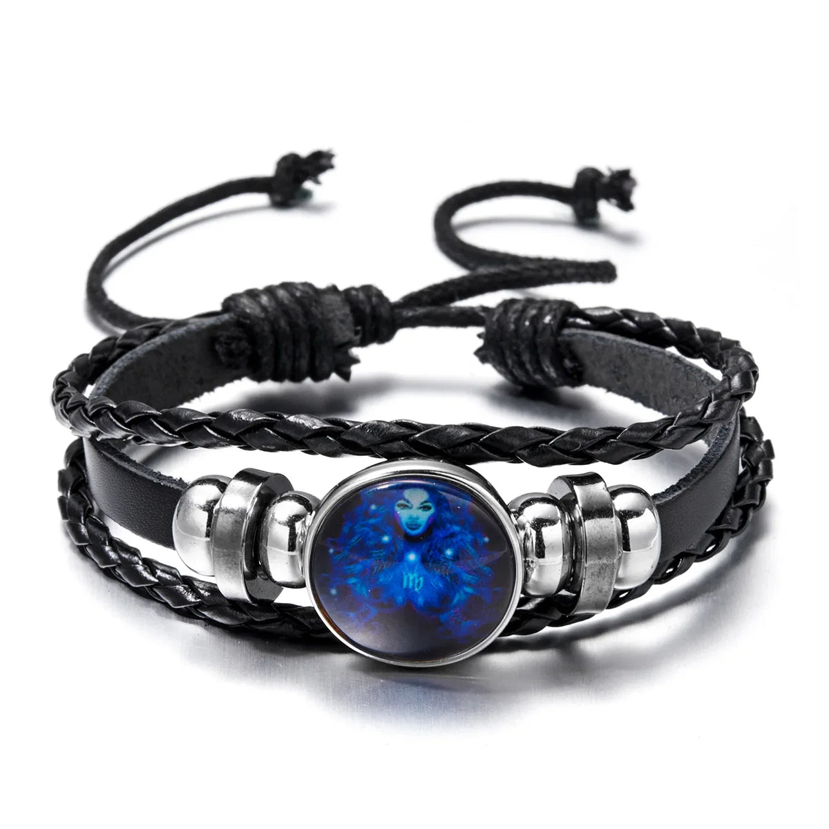 Luminous 12 Zodiac Constellation Sign Braided Couples Leather Bracelet For men Black Rope Charm Party Grow in the dark Jewelry