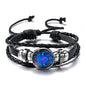 Luminous 12 Zodiac Constellation Sign Braided Couples Leather Bracelet For men Black Rope Charm Party Grow in the dark Jewelry