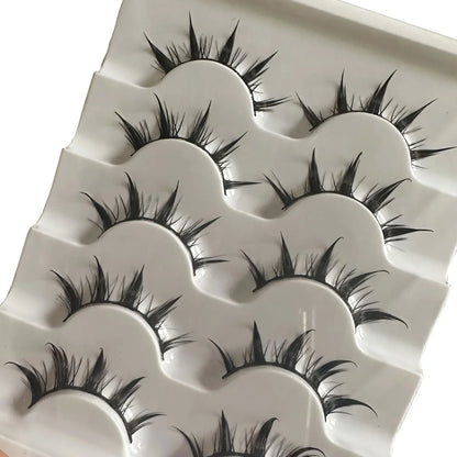 Anime-Inspired False Eyelashes | 5 Pairs Cartoon Eye Faux Lashes for Dramatic Demon Style