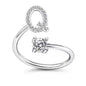 LATS Zircon Initial A-Z Letter Rings for Women Girl Adjustable Opening Ring Name Alphabet Female Wedding Fashion Jewelry Gift