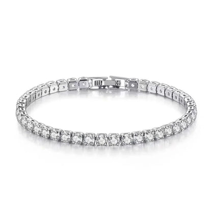 S925 Sterling Silver Bracelet Zirconia Tennis Ball Women Fashion Simple Engagement Wedding Charm Jewelry 4mm 16-23cm