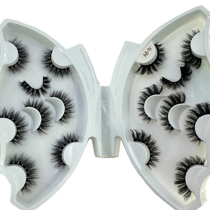 5-8 Pairs Natural Russian Striped Mink Lashes | 3D Volume Wavy False Eyelash Extensions