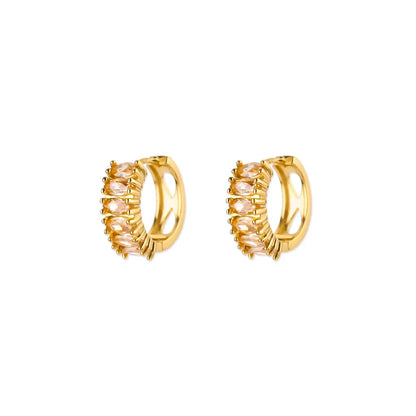 Zircon Hoop Earrings For Women Stainless Steel Gold Color Piercing Earring 2025 New Trend Fashion Wedding Couple Jewelry Gift