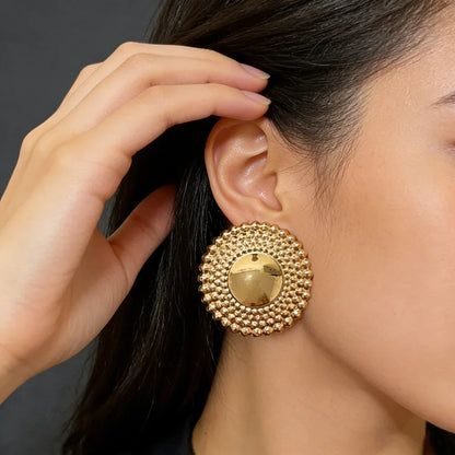 Gold Plated Earrings Jewelry for Women Weddings Design Circle Clip Earrings for Dubai Engagement Bride Luxury Hoop Earrings