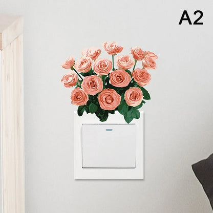 Plant Flower Switch Wall Sticker | Self-Adhesive PVC Wall Decal
