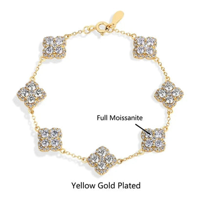 MINTYBOX S925 Sterling Silver Full Moissanite Bracelets D VVS1 Lab Diamond for Women 18k Gold Plated Engagement Jewelry Gift