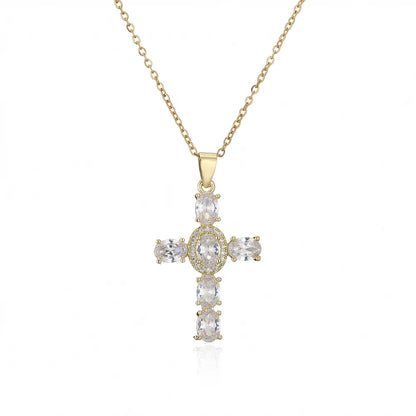 NEWBUY Classic Design Cross Pendant Necklace For Women 2026 Hot Sale Luxury AAA Cubic Zirconia Crystal Christian Jewelry Gift