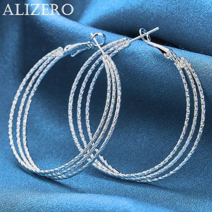 ALIZERO 925 Sterling Silver Earrings Simple Round Circle Hoop Earrings For Woman Fashion Wedding Engagement Charm Jewelry Gifts