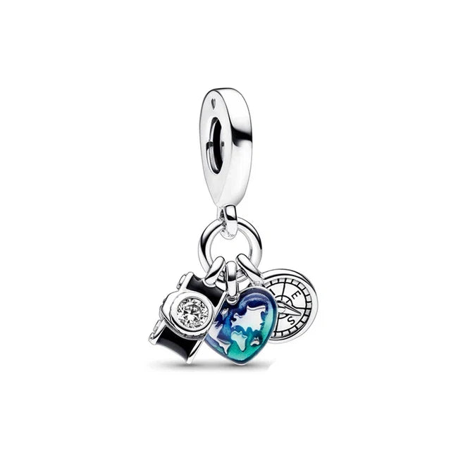 European Summer Blue Series Turtle Flower Pendant Fit S925 European 925 Sterling Silver Bracelet Bangles Necklace
