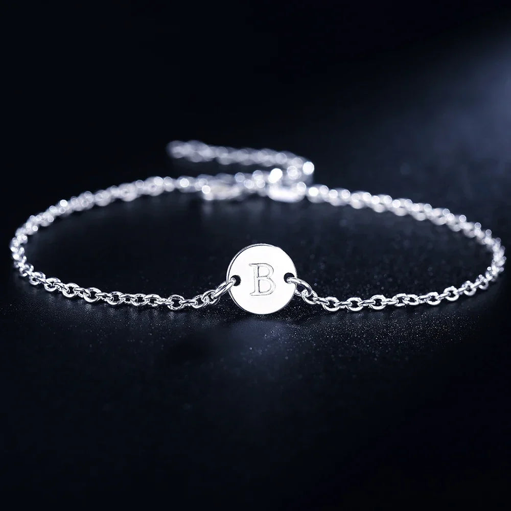 New trend 925 sterling Silver 26 letter cards Chain Bracelets for Women Fashion wedding Party fine Jewelry Christmas Gifts