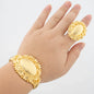 Leopard Design Bangle and Ring Jewelry Set Gold Plated African Bracelet Adjustable Ring Weddings Bridal Jewelry Accessories