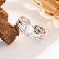 PANJBJ 925 Sterling Silver Pearl Irregular Ring | Women Shell Overlapping Hollow Sweet Design Jewelry