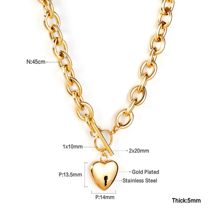 ASONSTEEL Heart Pendant Necklace | Romantic Gold Stainless Steel Choker for Women