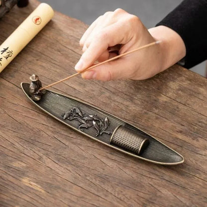 Fisherman Incense Holder | Japanese Style Metal Incense Stick Burner for Home Decor