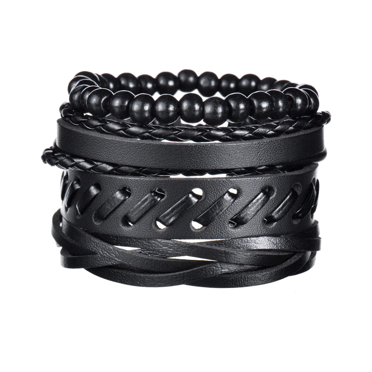 MeMolissa New Fashion Braided Wrap Leather Bracelets for Men High Quality Vintage Charm Wood Beads Ethnic Tribal Wristbands