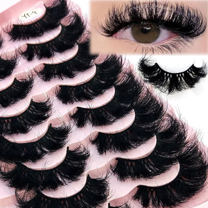5-8 Pairs Natural Russian Striped Mink Lashes | 3D Volume Wavy False Eyelash Extensions