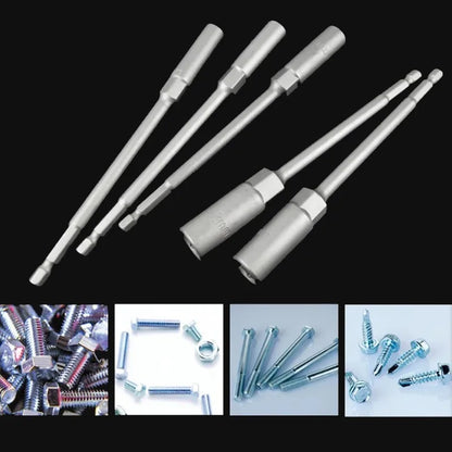 6-Piece Electric Drill Socket Adapter Bit Set | 150mm Hex Shank Nut Driver for Impact Drills