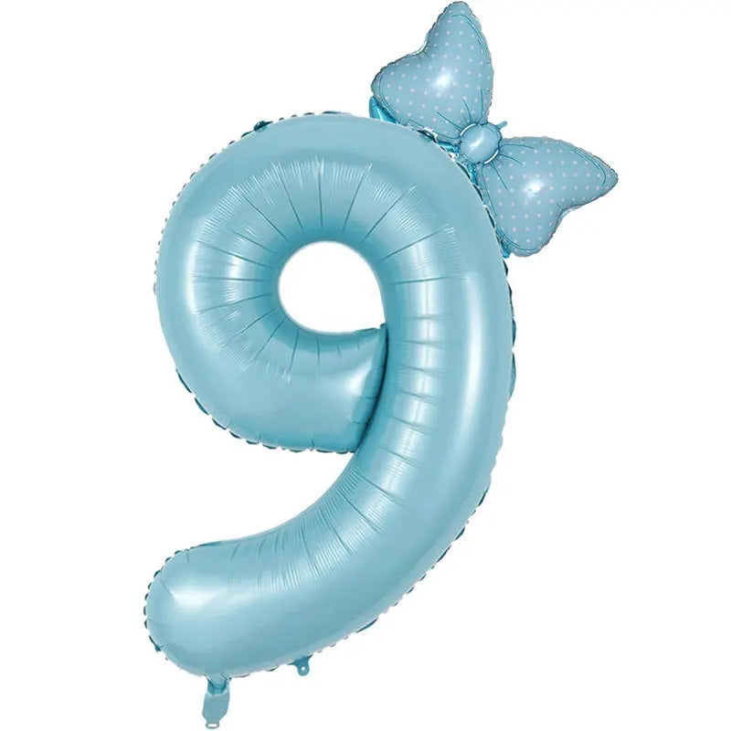 Number Foil Balloon Set with Bows | Birthday Party Decor