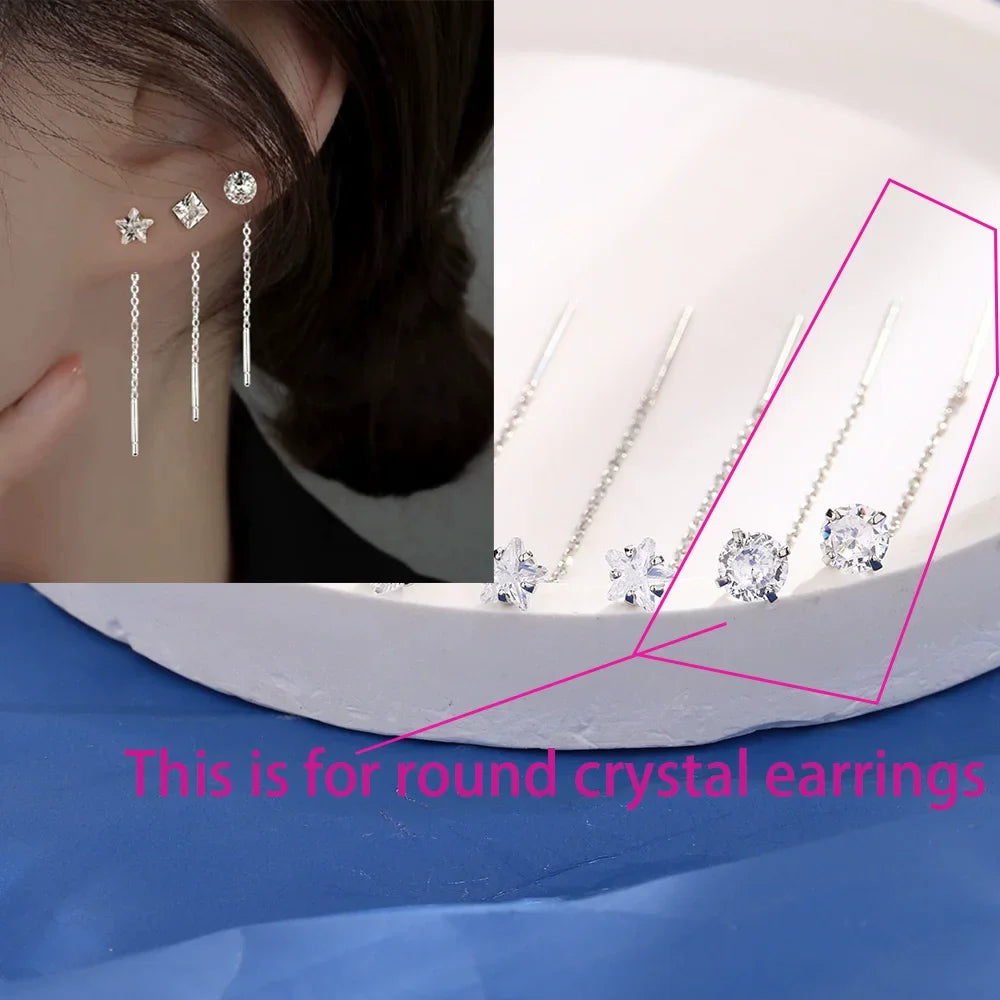 Ventfille 925 Sterling Silver Star Drop Earrings for Women | Simple Tassel Chain Office Jewelry