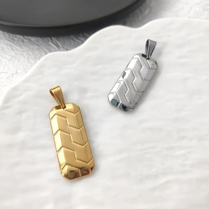 Hot Sale 18K Gold Plated Stainless Steel Mens Jewelry Classic Men's Necklace Square Tire Patterns Pendant Hip Hop Necklace
