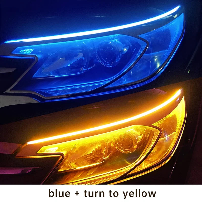 2pcs Car LED DRL Light Strip Dynamic Scan Flexible Waterproof 12V Universal | Daytime Running Lights