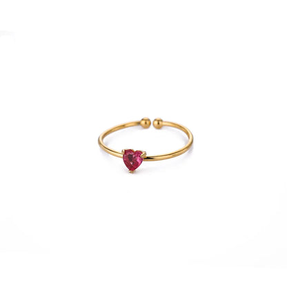 Fashion Zircon Heart Birthstone Rings For Women Stainless Steel Gold Color Birthstone Ring  Aesthetic Wedding Jewelry Gift
