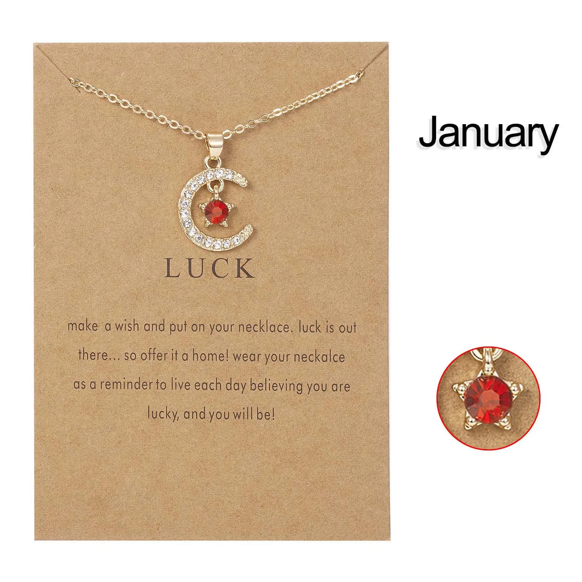 Fashion Moon Star Necklaces For Women 12 Months Crystal Birthstone Pendant Chain Men Trendy Birthday Party Jewelry Gift