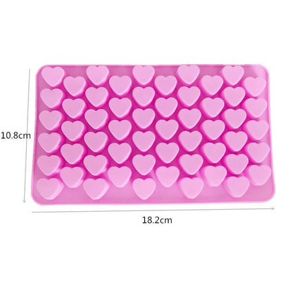 55 Piece Small Heart Shaped Silicone Cake Mold | Heart Chocolate Pastry Molds for DIY Baking