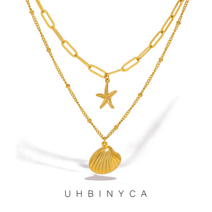 Double Layer Seashell Necklace | Summer Beach Jewelry for Women