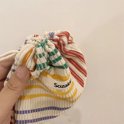 Corduroy Drawstring Pouch | Versatile Storage Bag for Jewelry, Cosmetics, and Small Essentials