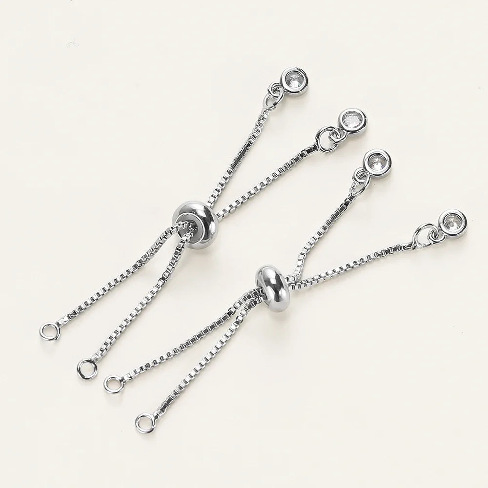 2/4pcs 5/7/12cm 14K/18K Gold Color Plated Brass Adjustable Slider Chains For DIY Bracelet Making Jewelry Making Accessories