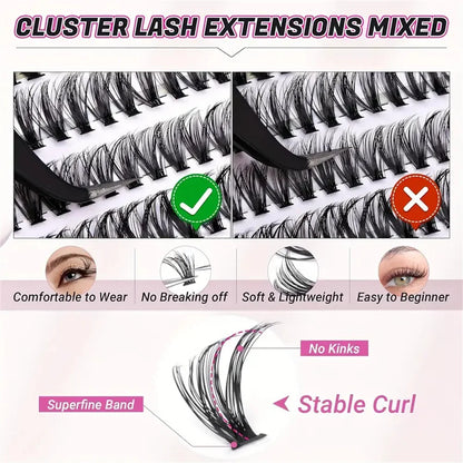 200-Piece Single Cluster False Eyelash Set | Faux Mink Fluffy Natural Lashes
