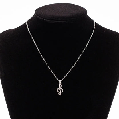 1 Piece Unisex Silvery Stainless Steel Music Note Pendant Necklace - Personalized Design Valentine's Day/Ramadan Gift