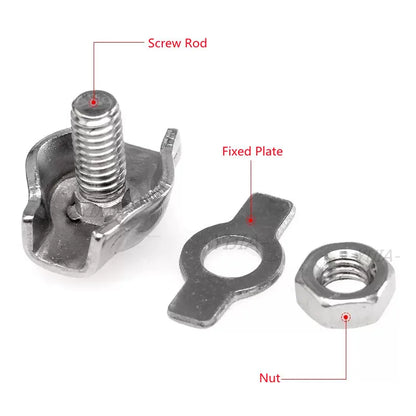 Waterproof Stainless Steel Wire Rope Clips | Single and Double Grips for M2-M6 Cable