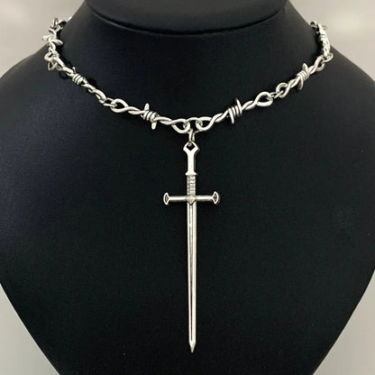 Barbed Wire Choker Necklace | Gothic Punk Thorns Chain for Women