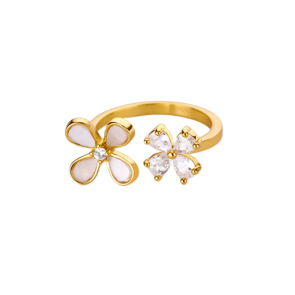 Stainless Steel Exaggerated Big Flower Rings For Women Gold Color Sunflower Finger Ring Female Fashion Aesthetic Jewelry Gift