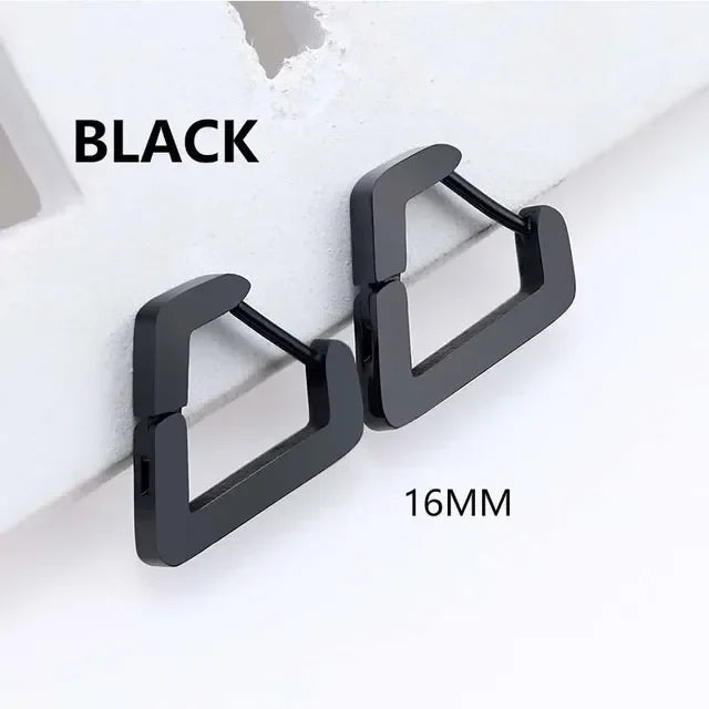Geometric Hoop Earrings for Men and Women | Stainless Steel Punk Studs