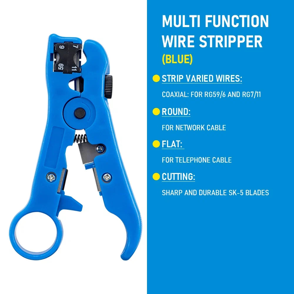 Multi-Functional Coaxial Cable Stripping Pliers | Wire Stripper Tool for UTP/STP RG59 RG6 RG7 RG11