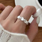 925 Sterling Silver Frosting Geometry Ring | Textured Wide Band for Women