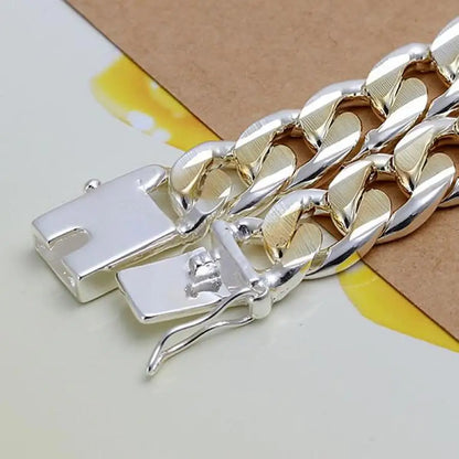 925 Sterling Silver Solid 8/10mm chain Bracelet men women Chain noble wedding Jewelry fashion charms party birthday gift