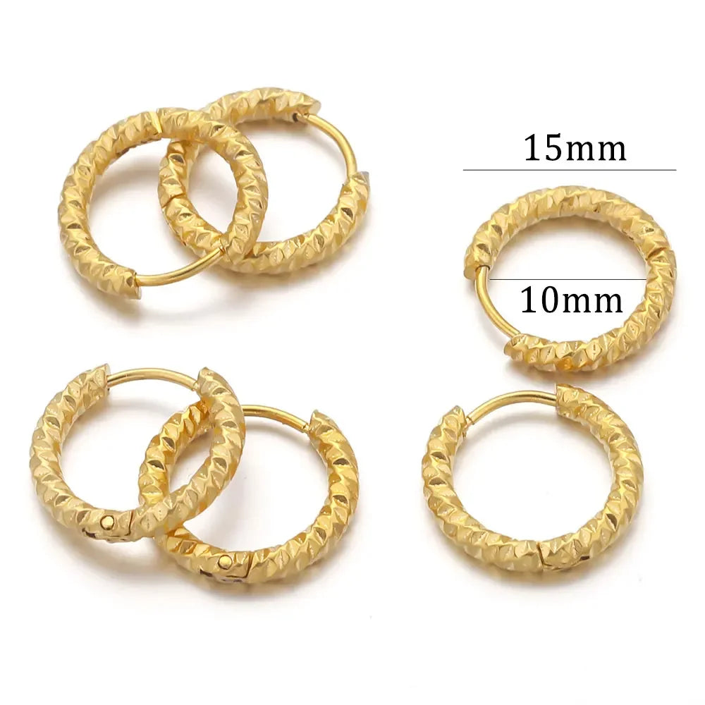6pcs Stainless Steel Rectangular Textured Earrings Set | 18K PVD Gold Plated DIY Jewelry Parts