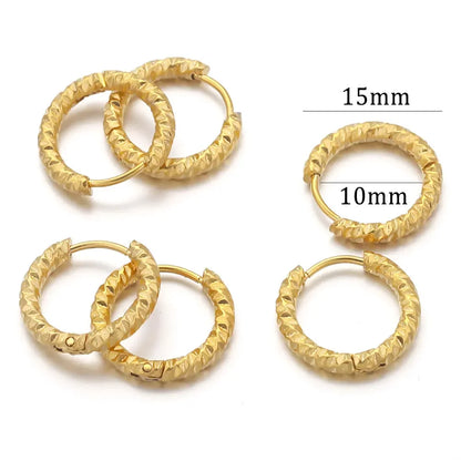 6pcs Stainless Steel Rectangular Textured Earrings Set | 18K PVD Gold Plated DIY Jewelry Parts