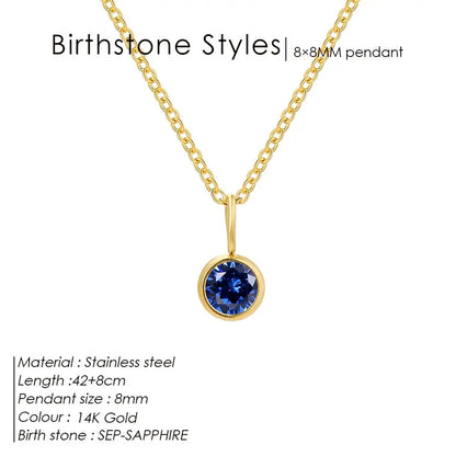 Birthstone Necklace for Woman Stainless Steel 12 Constellation DIY Colourful Zirconia Pendat Birthday Gift Jewelry Wholesale
