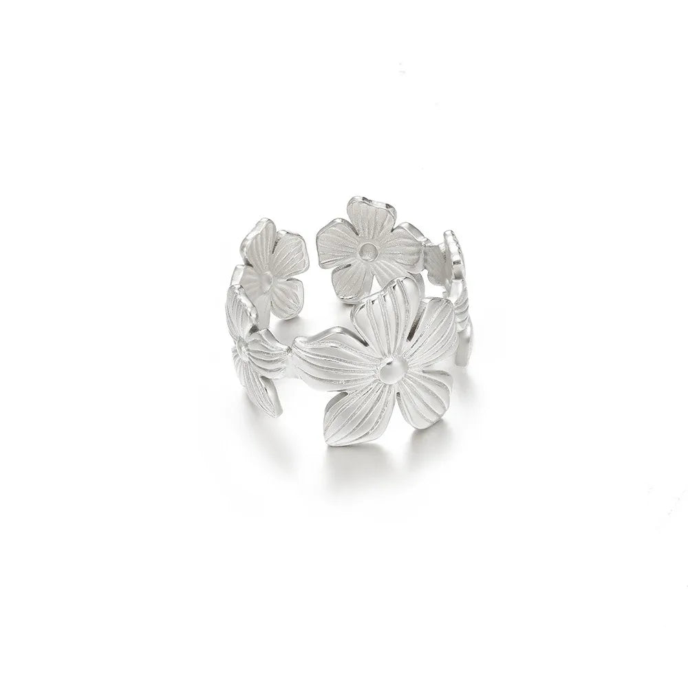 Stainless Steel Exaggerated Big Flower Rings For Women Gold Color Sunflower Finger Ring Female Fashion Aesthetic Jewelry Gift