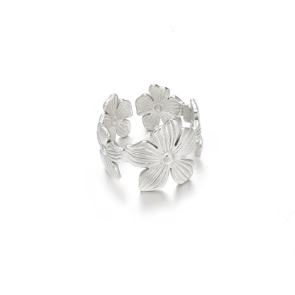 Stainless Steel Exaggerated Big Flower Rings For Women Gold Color Sunflower Finger Ring Female Fashion Aesthetic Jewelry Gift