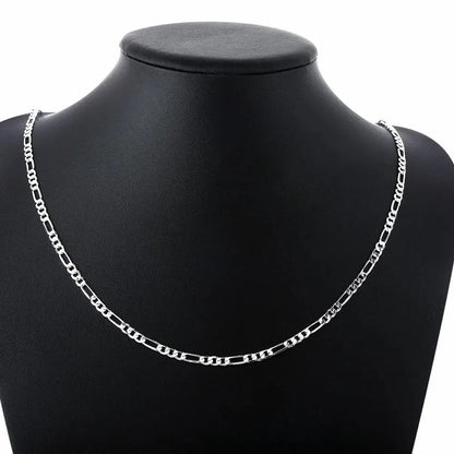 ALIZERO 40-75cm 925 Silver 4mm Figaro Chain Necklace for Women Men Long Necklace Hip Hop Jewelry Gift