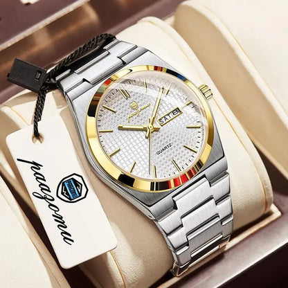 PAAZOMU Original Luxury Men Clock Fashion Luminous Waterproof Chronograph Date Watch For Man Leather Quartz Men's Watches Reloj