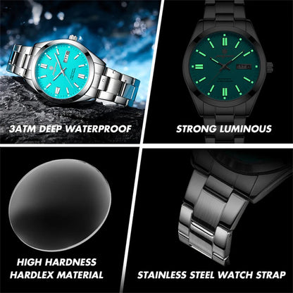 PAAZOMU Top Luxury Man Watch Waterproof Stainless Steel Men Wristwatch Luminous Date Week Fashion Business Quartz Men's Watches