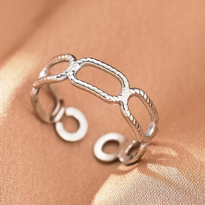 Stainless Steel Rings Vintage Exquisite Hollow Adjustable Open Statement Rings Light Luxury Fashion Rings For Women Jewelry New