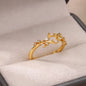 Luxury Zircon Geometric Rings For Women Stainless Steel Gold Color Open Ring Trendy Wedding Party Aesthetic Jewerly Gift Femme
